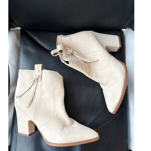Sam Edelman Ivory Soft Leather Ankle Boots